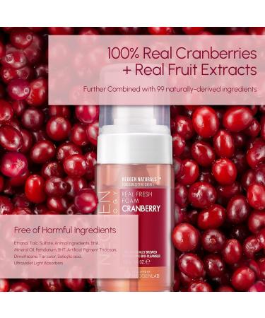 DERMALOGY by NEOGENLAB Real Fresh Foam Cleanser Cranberry 5.6 Fl Oz (160g) - Revitalizing & Hydrating Gentle Cleansing Foam with Real Cranberries Clean Beauty - Korean Skin Care - Buy Online on GoSupps.com