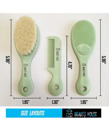 BRADYS HOUSE 3 Piece Baby Hair Brush & Comb Set - Soft Goat Bristle Hair-Brush, Silicone Bath Brush, Plastic Comb for Newborns, Infants, Toddlers & Kids - Buy Online on GoSupps.com
