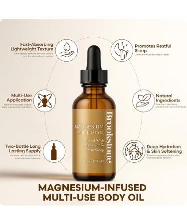 Brookstone Magnesium Oil Body Oil Set Multi-Use Magnesium Body Oil 2 Pack 4 fl oz Total 8 fl oz - Buy Online on GoSupps.com