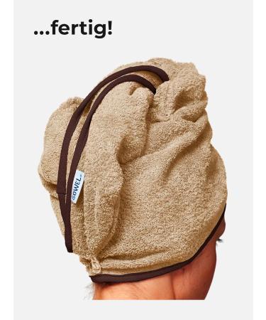 Sowel Organic Cotton Hair Turban Towel for Men & Women - Sand/Brown | 100% Eco-Friendly & Stylish - Buy Online on GoSupps.com
