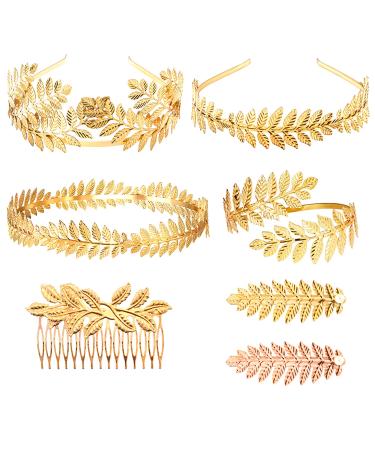 7pcs Goddess Leaf Headband  Greek Goddess Bridal Hairband  Laurel Leaves Crown Gold Leaf Branch Crown Greek Goddess Headpiece Accessories  Romantic Grecian Goddess Costume Accessories   Gorgeous