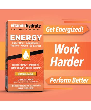 VitaminHydrate Orange Hydration Powder | Electrolyte Supplement Drink Mix | Zero Sugar | 10 Servings - Buy Online on GoSupps.com