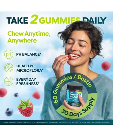 MONSET Feminine Balance Gummies for Women Vaginal Probiotics for Women pH Balance & Odor Control 60ct Prebiotics and Probiotics for Womens Berry Flavor Vaginal Health Supplement - Buy Online on GoSupps.com