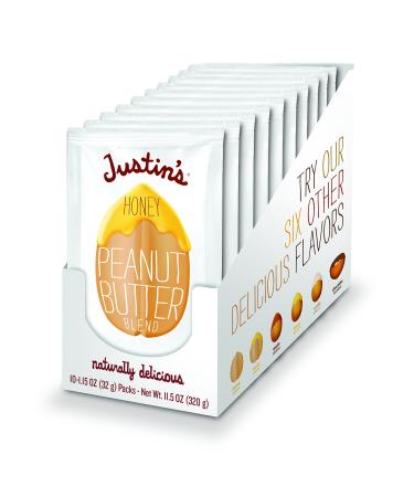 Justin's Honey Peanut Butter Squeeze Packs, Gluten-free, Non-GMO, Responsibly Sourced, 1.15 Ounce (10 Pack)