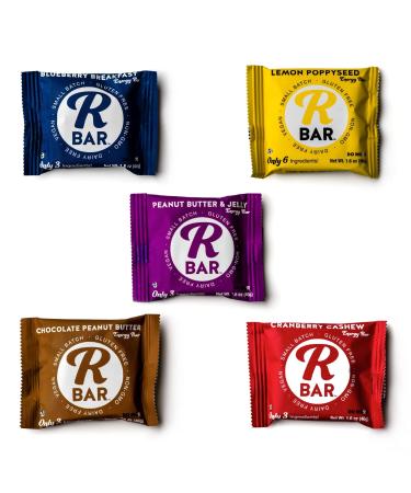 RBar Energy Bar Starter Pack Variety - Dairy & Gluten Free Snacks, Vegan Protein Bar - Just 7 Ingredients Max (10 Pack) Variety Pack - Energy