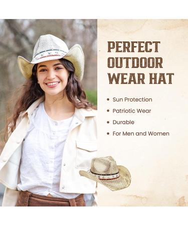 TOVOSO American Flag Cowboy Hat with Shape-It Brim | Vintage Stars and Stripes | Unisex Style - Buy Online on GoSupps.com