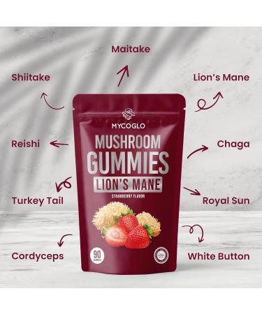10-in-1 Mushroom Gummies for Focus & Energy | Lion's Mane Reishi Turkey Tail & Functional Mushrooms | Brain Supplement for Memory & Immune Support | Strawberry Flavor Gluten-Free (90 Count) Mushroom Strawberry Gummies - Buy Online on GoSupps.com