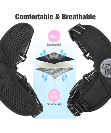 Pawaboo Dog Harness & Leash Set - Adjustable Anti-Train Vest for Small & Medium Dogs | Breathable X-Frame Design (M Black) - Buy Online on GoSupps.com