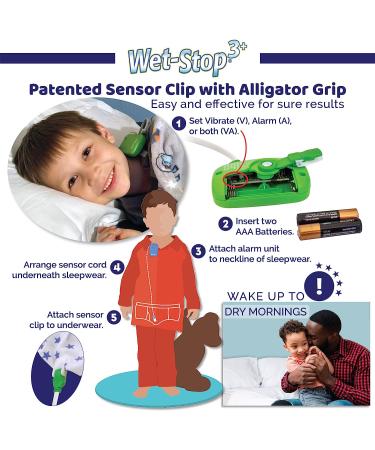 Wet-Stop 3 Green Bedwetting Alarm for Boys & Girls - Proven Solution with Loud Alarm & Strong Vibration - Buy Online on GoSupps.com