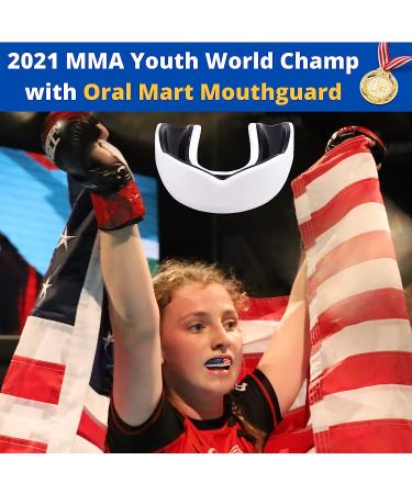 Oral Mart Adult Sports Mouth Guard - USA Flag & Vampire Fangs Design - 15 Colors - Football, Boxing, Karate, MMA - Hockey Mouthguard - Strapless - White/Black - Buy Online on GoSupps.com