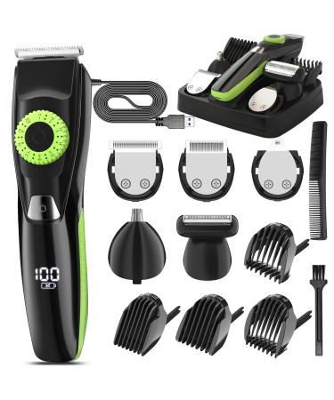 YABIFE Beard Trimmer for Men, Hair Trimmer, Grooming Kit for Mens Beard and Mustache Hair Nose Body Facial Trimmer, Waterproof Electric Beard Kit, Gifts for Men, 0.5-20mm 40 Precisions Adjustable Green