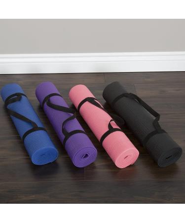 Non Slip Yoga Mat - Double Sided Comfort Foam Exercise Mat for Fitness & Pilates - Purple with Carrying Strap - Buy Online on GoSupps.com