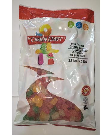 CANADA CANDY Assorted Sour Gummi Grizzly Bears Assorted Fruit 2.5 Kilogram