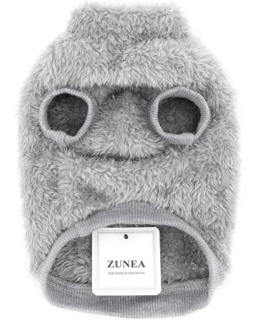 Zunea Fleece Winter Jacket for Small Dogs - Warm & Cozy Gray XL Coat with D-Ring for Cold Weather - Perfect for Chihuahuas & Cats - Buy Online on GoSupps.com