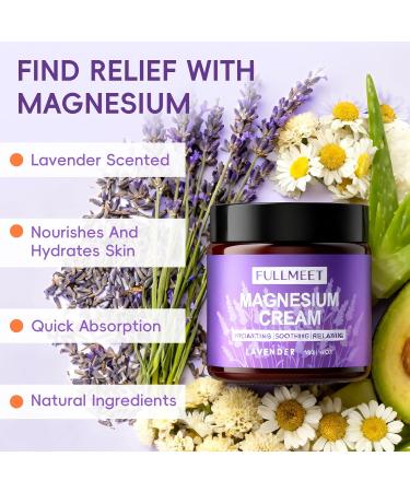 FullMeet Magnesium Cream for Sleep Lavender Magnesium Lotion for Muscle Relaxation & Soothing Anxiety Non-Greasy Deep Hydration Magnesium Body Lotion for Skin Care(4 OZ) - Buy Online on GoSupps.com