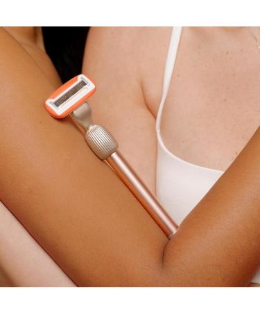 Fler The Razor Shave Set - Women's Interchangeable Razor 6 Replacement Blades with Aloe Vera & Vitamin E Blush Pink Unisex Shaver - Buy Online on GoSupps.com