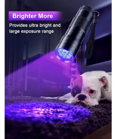 Fulighture UV Torch Pets Black Light 12LED 395nm Dogs/Cats Urine Detector Ultraviolet Flashlight Find Dry Stains on Carpets/Rugs/Floor with Batteries Included 395nm 1 Count (Pack of 1) - Buy Online on GoSupps.com