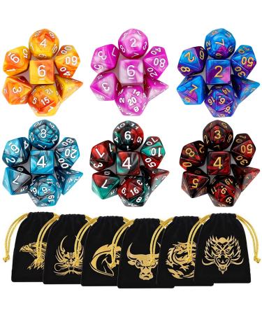 QMay DND Dice Set 42 Pieces, 6 Sets Double - Colors Polyhedron Dice D&D Dice with 6 Pattern Dice Bag, Great for Dungeons and Dragons RPG MTG Table Games etc 42 pcs - Buy Online on GoSupps.com