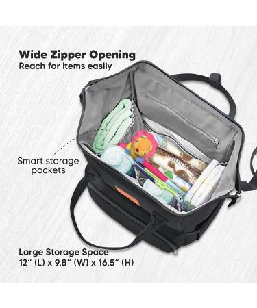 KeaBabies Waterproof Diaper Bag Backpack - Trendy Black | Multi-Function Baby Travel Bag - Buy Online on GoSupps.com