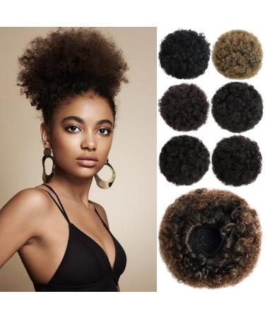 YAMEL Afro Puff Drawstring Ponytail Large Bun Extensions Light Brown Synthetic Updo Hair Pieces for Black Women Light Brown Large (Pack of 1)