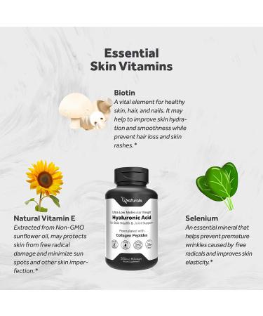 Naturalis Hyaluronic Acid 200mg  10x Better Absorption Ultra Low Molecular Weight with Collagen  Biotin  Selenium & Vitamin E | Hair  Skin  Nails & Joint Supplements | 60 Softgels 60 Count (Pack of 1) - Buy Online on GoSupps.com