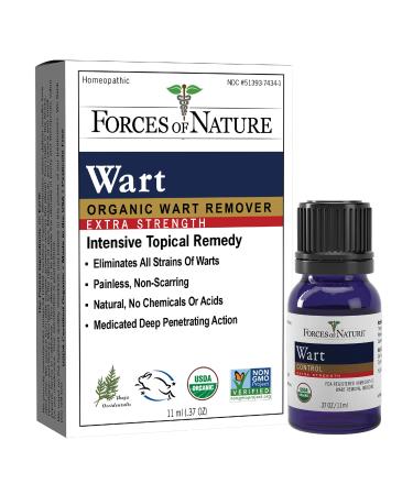 Forces Of Nature -Natural, Organic Wart Remover (11ml) Non Gmo, No Chemicals - Common, Plantar, Flat, Filiform, Periungual and body warts