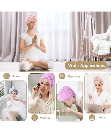 CHOOBY 3+1 Pack Microfiber Hair Towel Wrap - Quick Dry, Super Absorbent, Anti Frizz - For Women, Girls, and Families with Curly, Long, or Thick Hair - Choose Pink, Purple, or Gray Design - Buy Online on GoSupps.com