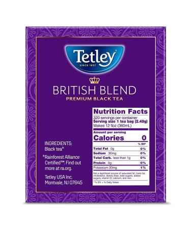 Tetley British Blend Premium Black Tea 320 Tea Bags - Rainforest Alliance Certified - Buy Online on GoSupps.com