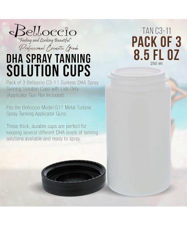 Belloccio C3-11 DHA Sunless Spray Tanning Solution Cups with Lids (Pack of 3) - 8.5 oz - Fits Belloccio Model G11 - Replacement Bottles - Buy Online on GoSupps.com