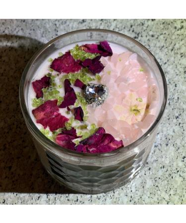 Rose Scented Candle - Natural Soy Wax Aromatherapy with Healing Crystals | Large 14 oz International Shipping - Buy Online on GoSupps.com
