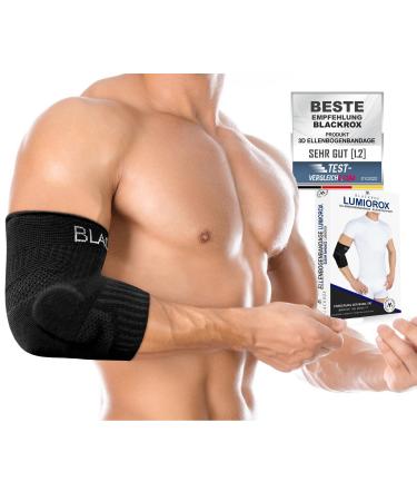 Blackrox elbow bandage comparison winner 2024 Gr.S-L |For women & men |Tennis arm bandage |Perfect for sports golf tennis & bodybuilding |Lumioro |Black Gr.L black