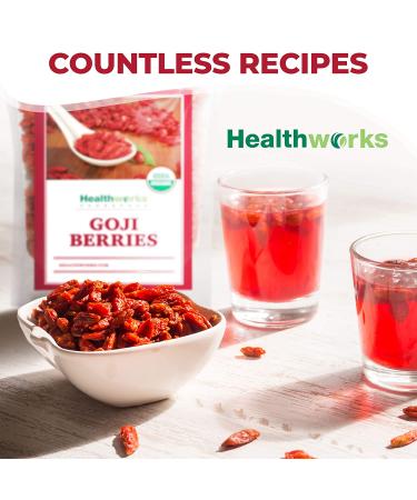 Healthworks Raw Goji Berries - 16oz | Certified Organic, Keto, Vegan & Non-GMO Superfood for Baking, Teas & Smoothies - Buy Online on GoSupps.com