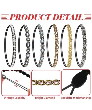 Jutom Rhinestone Beaded Headbands - Set of 6 | Elastic Crystal Stretch Hairbands for Women & Girls - Buy Online on GoSupps.com