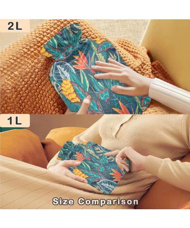 NAANLE Jungle Plants Hot Water Bottle 2L | Transparent Lid for Menstrual Cramps & Pain Relief | Hand & Foot Heat Therapy - Buy Online on GoSupps.com