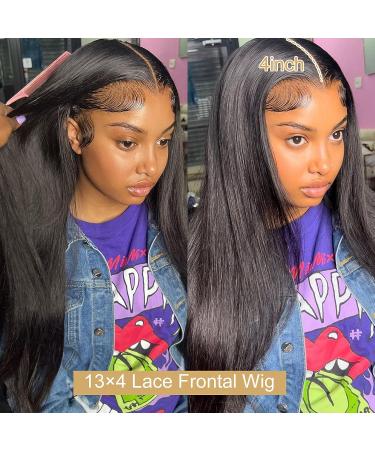 Idoli 22 Inch Natural Black Straight Lace Front Human Hair Wig | Pre Plucked 150% Density Brazilian Glueless Wig with Baby Hair - Buy Online on GoSupps.com