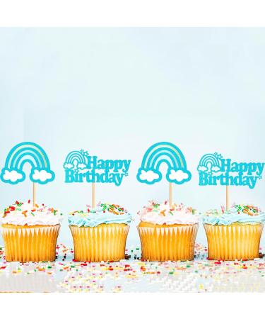 Ercadio 24 Pack Boho Rainbow Happy Birthday Cupcake Toppers Blue Boho Rainbow Cupcake Picks Boho Cake Toppers for Boho Rainbow Theme Birthday Baby Shower Party Decor Supplies A-hp Blue - Buy Online on GoSupps.com