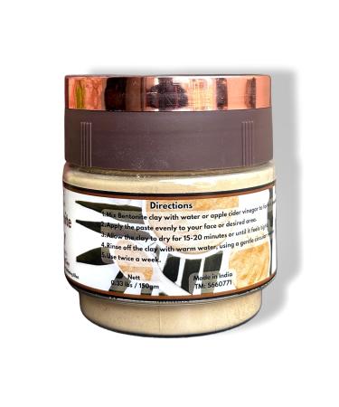 Pure Bentonite Clay Powder - 100% Natural Indian Healing Clay for Detoxifying Skin & Hair | Cleansing Facial & Body Mask (5.29 oz) - Remove Impurities & Excess Oil - Buy Online on GoSupps.com