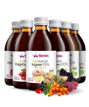 Organic kit for the immunity of 6-pack (6x250ml) organic pure direct juice 100%- cold-pressed mother juice without dyes without sugar without GMO without preservative KO- Berriespolska Mix 250 ml (6-pack)
