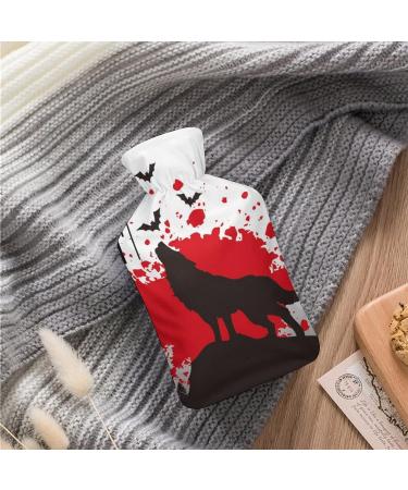 White Red Wolf Hot Water Bottle with Plush Cover | Hand Warmer for Adults & Children | 26.5x15.3cm - Buy Online on GoSupps.com