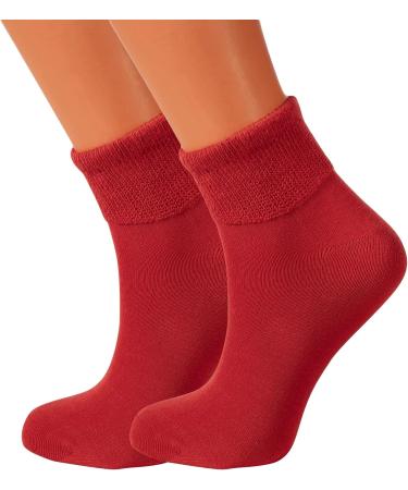 American Made Diabetic Ankle Socks 3 Pairs Red, Size 9-11 | Soft Cotton Non-Binding Top - Buy Online on GoSupps.com