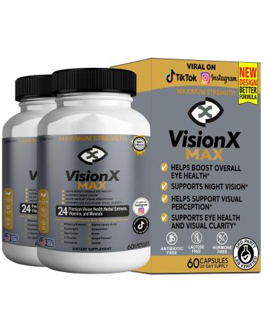 GREENVIFY VisionX Maximum Strength Eye Health Supplement 24 Premium Vision Herbal Extracts Vitamins Minerals 60 Capsules 30-Day Supply (2)