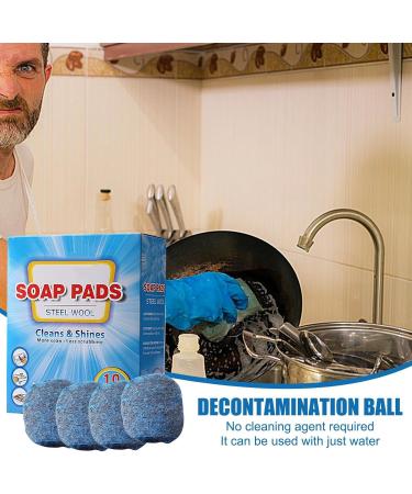 Metal Scrubber Brush Pre-Soaped Steel Wool Cleaner Brush Portable Metal Scouring Cleaning Pads for Dishes Pots Pans - Buy Online on GoSupps.com