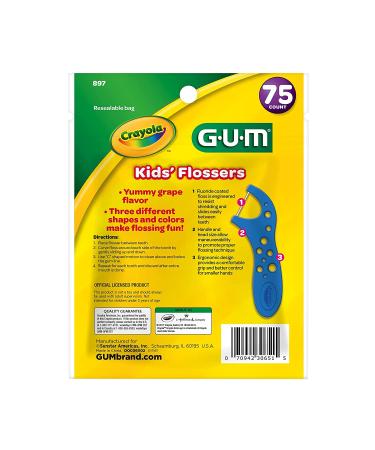 Crayola Kids' Flossers - Grape Flavored, Fluoride Coated, 75 Count (Ages 3+) - Buy Online on GoSupps.com