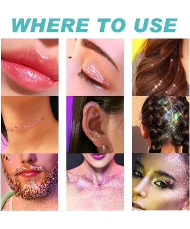 LemonSac Holographic Body Glitter Gel Set - Color Changing Glitter for Body, Face, Hair & Lips (2 Sparkling Pink + Pearl White) - Buy Online on GoSupps.com