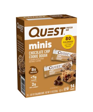 Quest Nutrition Mini Chocolate Chip Cookie Dough Protein Bars, High Protein, Low Carb, Keto Friendly, 14 Count