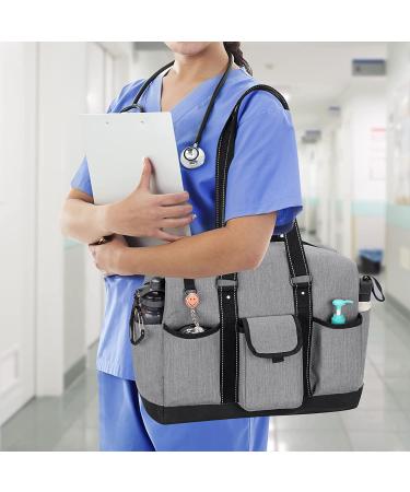 Durable Nurse Bag for Home Health Visits | Zip-Top Closure & Side Fasten Snaps | Clinical Study & Health Care | Large Gray Utility Tote - Buy Online on GoSupps.com