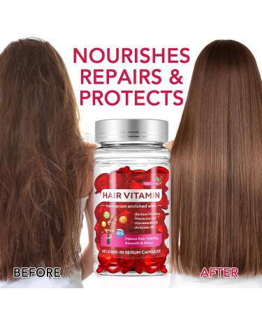 Buy Hair Vitamin Serum Capsules - No Rinse Anti Frizz Conditioner with Argan Macadamia & Avocado Oils | 80 Capsules for All Hair Types - Women & Men - Buy Online on GoSupps.com