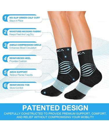 NEENCA Medical Compression Socks - Ankle Support for Injury Recovery & Pain Relief | 20-30mmHg Large Black Blue - International Shipping Available - Buy Online on GoSupps.com