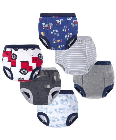 BIG ELEPHANT Unisex-Baby Toddler Potty 6 Pack Cotton Pee Training Pants Underwear Car Club 6 Pack 3T