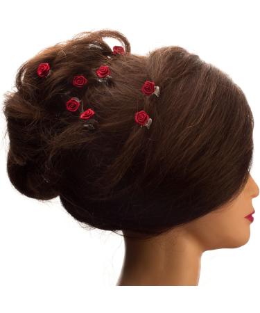 Buy 10 Burgundy Red Rose Hair Clips | Bridal Hair Accessories | Bordeaux Red Hair Clip Set | Perfect for Weddings & Special Occasions - Buy Online on GoSupps.com